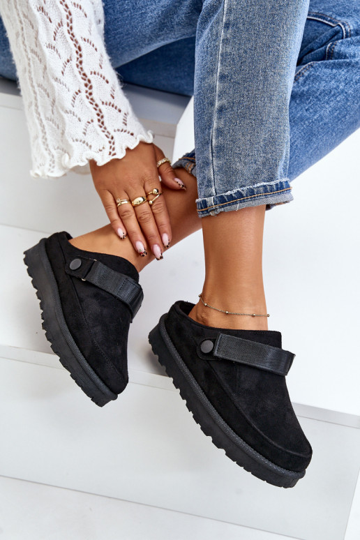  Čības siltināti ar kažokādu ar platformu Melns Azida