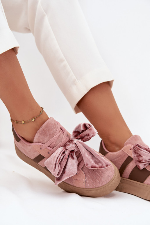 Sieviešu sporta stila kurpes ar samta loku, rozā krāsā, Ashlyn