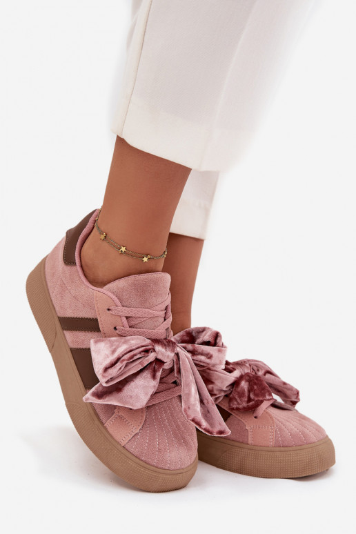 Sieviešu sporta stila kurpes ar samta loku, rozā krāsā, Ashlyn