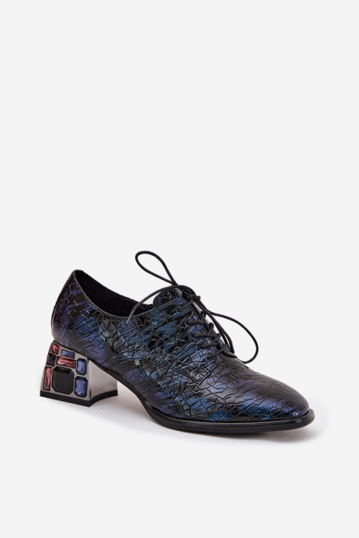 Tumši zili lakoti dabīgas ādas puszābaki sievietēm ar papēžiem un spīdošām acīm „Artiker 55C0428" Tumši zili lakoti dabīgas ādas puszābaki sievietēm ar papēžiem un spīdošām acīm „Artiker 55C0428"