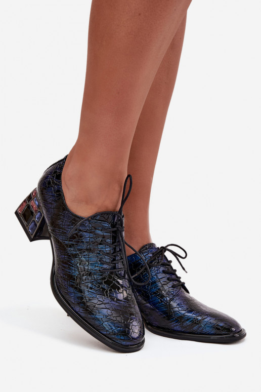 Tumši zili lakoti dabīgas ādas puszābaki sievietēm ar papēžiem un spīdošām acīm „Artiker 55C0428" Tumši zili lakoti dabīgas ādas puszābaki sievietēm ar papēžiem un spīdošām acīm „Artiker 55C0428"