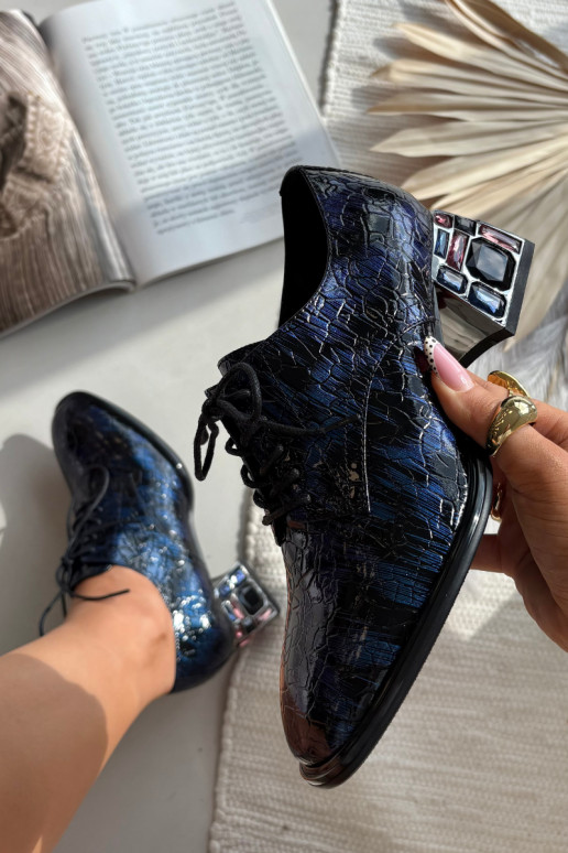 Tumši zili lakoti dabīgas ādas puszābaki sievietēm ar papēžiem un spīdošām acīm „Artiker 55C0428" Tumši zili lakoti dabīgas ādas puszābaki sievietēm ar papēžiem un spīdošām acīm „Artiker 55C0428"