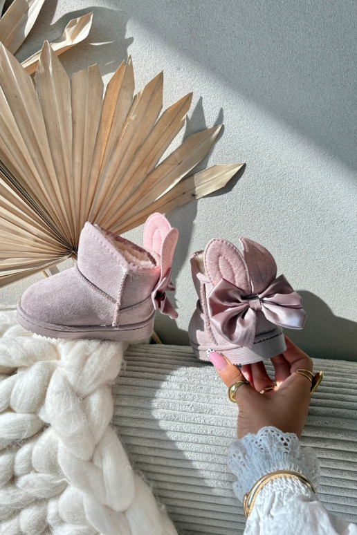 Bērnu siltie sniega zābaki „Meriva" ar lentītēm, rozā krāsā Bērnu siltie sniega zābaki „Meriva" ar lentītēm, rozā krāsā