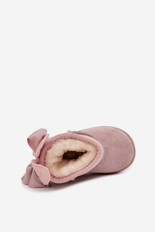 Bērnu siltie sniega zābaki „Meriva" ar lentītēm, rozā krāsā Bērnu siltie sniega zābaki „Meriva" ar lentītēm, rozā krāsā