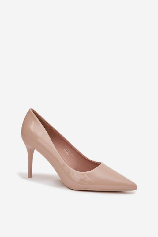 Lakuoti eko ādas augstpapēžu apavi sievietēm ar smailiem galiem smilšu krāsā Jadira Lakuoti eko ādas augstpapēžu apavi sievietēm ar smailiem galiem smilšu krāsā Jadira