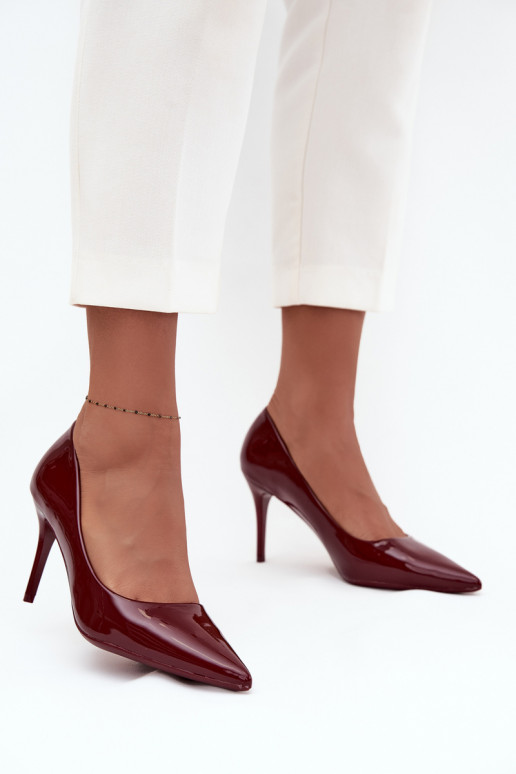 Sieviešu lakotie augstpapēžu kurpes „Jadira" ar smailiem galiem, bordo krāsā Sieviešu lakotie augstpapēžu kurpes „Jadira" ar smailiem galiem, bordo krāsā