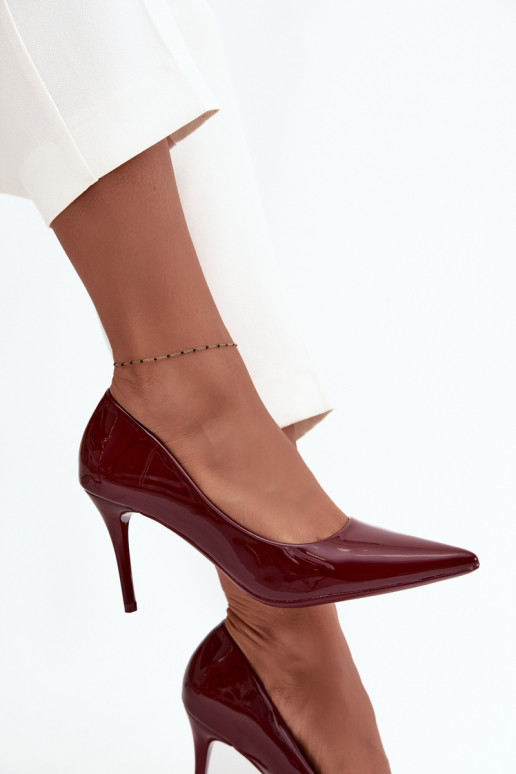 Sieviešu lakotie augstpapēžu kurpes „Jadira" ar smailiem galiem, bordo krāsā Sieviešu lakotie augstpapēžu kurpes „Jadira" ar smailiem galiem, bordo krāsā