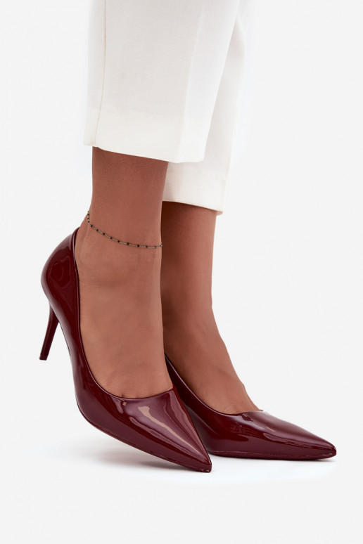 Sieviešu lakotie augstpapēžu kurpes „Jadira" ar smailiem galiem, bordo krāsā Sieviešu lakotie augstpapēžu kurpes „Jadira" ar smailiem galiem, bordo krāsā