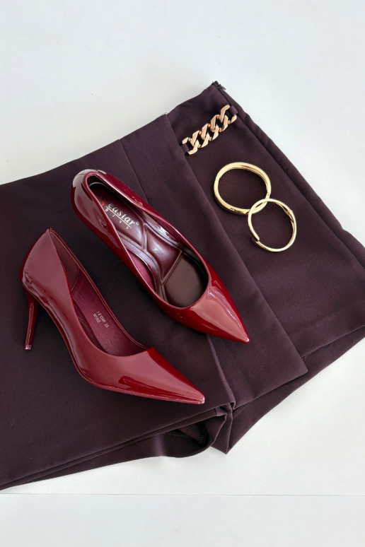 Sieviešu lakotie augstpapēžu kurpes „Jadira" ar smailiem galiem, bordo krāsā Sieviešu lakotie augstpapēžu kurpes „Jadira" ar smailiem galiem, bordo krāsā