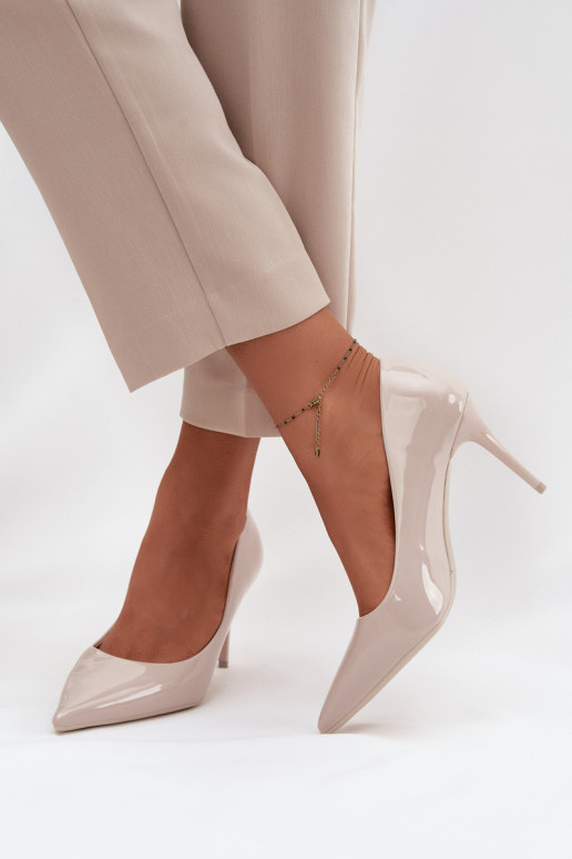 Lakuoti eko ādas augstpapēžu apavi sievietēm ar smailiem galiem ziloņa kaula krāsā Jadira Lakuoti eko ādas augstpapēžu apavi sievietēm ar smailiem galiem ziloņa kaula krāsā Jadira