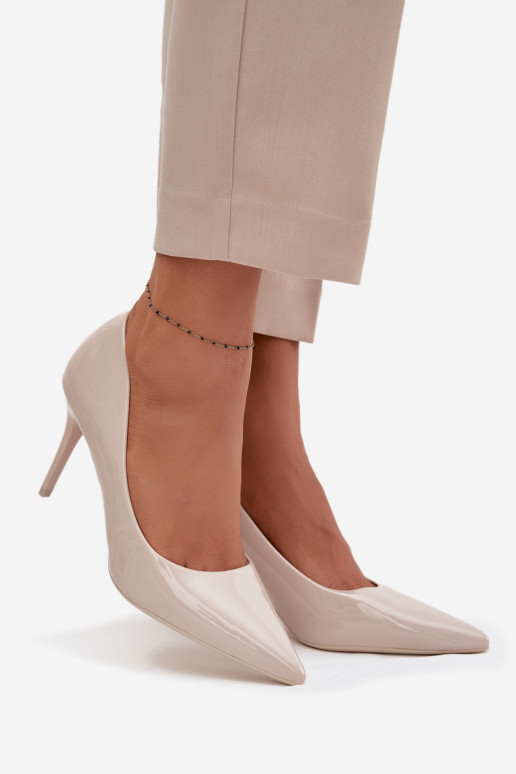 Lakuoti eko ādas augstpapēžu apavi sievietēm ar smailiem galiem ziloņa kaula krāsā Jadira Lakuoti eko ādas augstpapēžu apavi sievietēm ar smailiem galiem ziloņa kaula krāsā Jadira