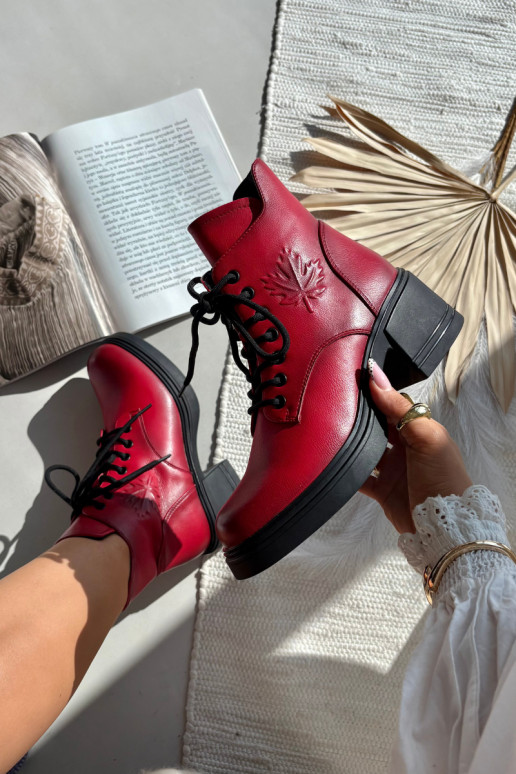 Sieviešu dabīgas ādas zābaki ar platformām, siltināti, Vinceza 39950 sarkanā krāsā