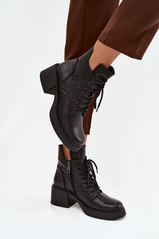 Sieviešu dabīgas ādas zābaki ar platformām, siltināti, Vinceza 39950 melnā krāsā