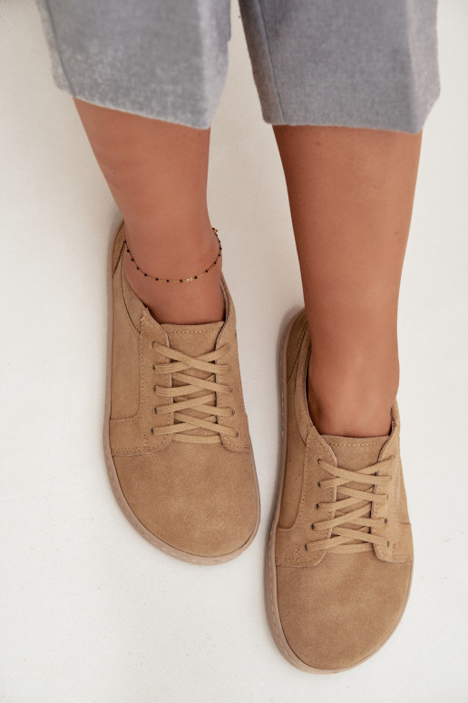 Brīvdienu dabīgā zamša zābaki "Barefoot" tipa Zazoo 314 smilšu krāsā