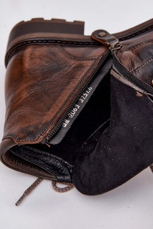 Sieviešu puszābaki Z Naturalnej Skóry ar platiem papēžiem  07063-02 brūnas krāsas