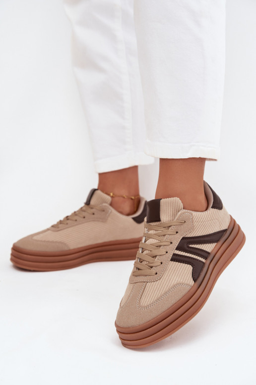 Mājsaimniecības samta sporta stila zābaki ar platformu, smilšu krāsā Corynelle