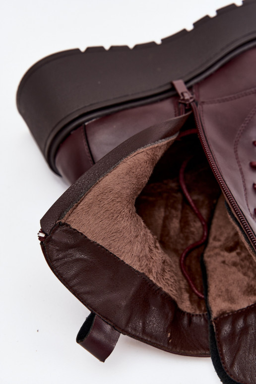 sieviešu zābaki  ar ornamentiem siltināti bordo krāsas Ulrika