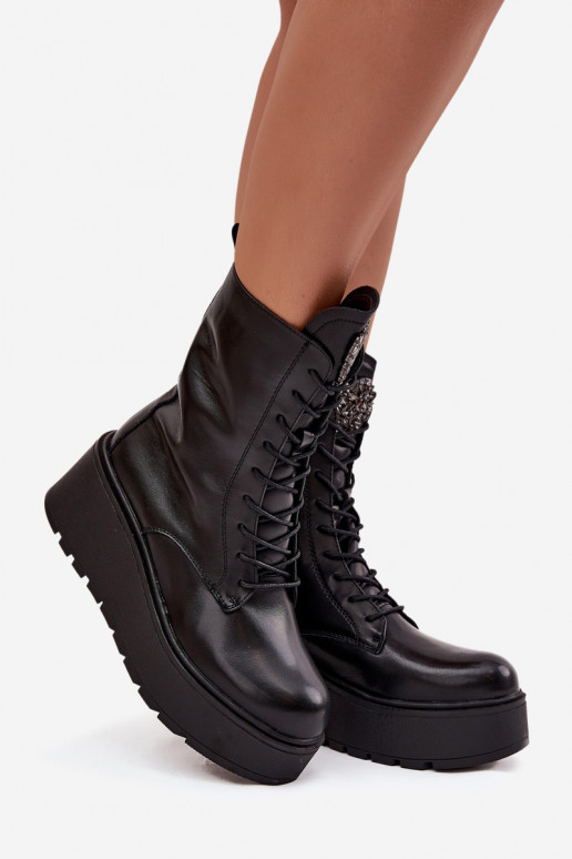 sieviešu zābaki  ar ornamentiem siltināti Melns Ulrika