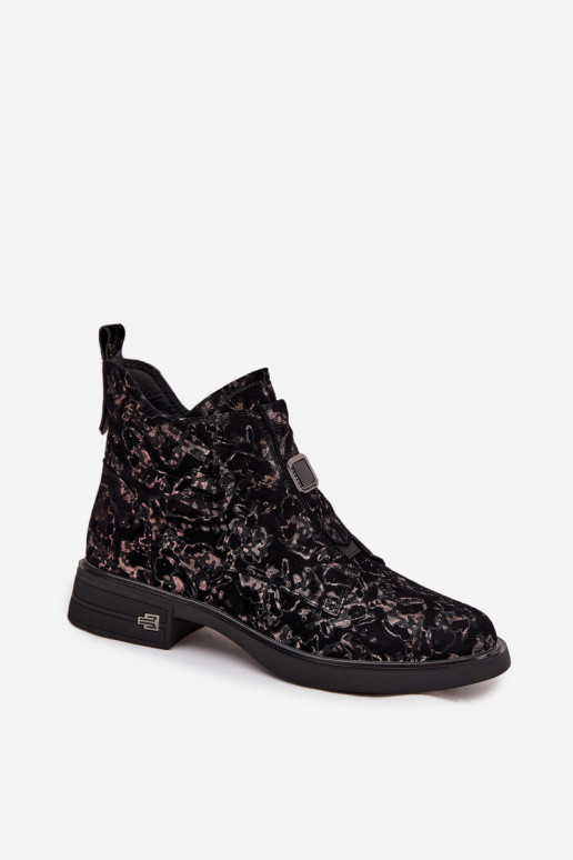 Sieviešu puszābaki Z Naturalnego Zamszu  D&A CR52-713 melns un brūns