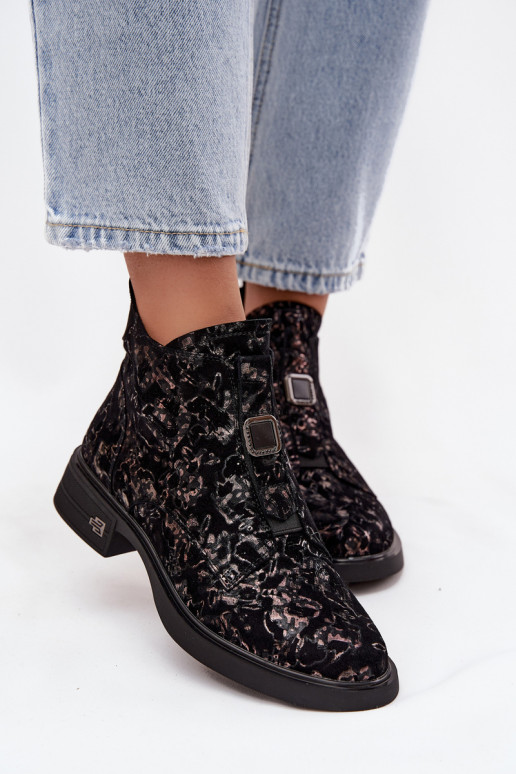 Sieviešu puszābaki Z Naturalnego Zamszu  D&A CR52-713 melns un brūns