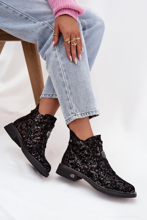 Sieviešu puszābaki Z Naturalnego Zamszu  D&A CR52-713 melns un brūns