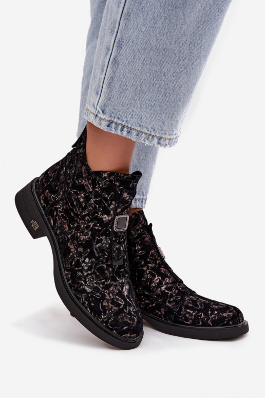 Sieviešu puszābaki Z Naturalnego Zamszu  D&A CR52-713 melns un brūns