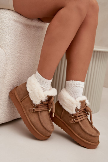 sniega apavi  Z Naturalnego Zamszu D.Franklin DFSH375006 Camel