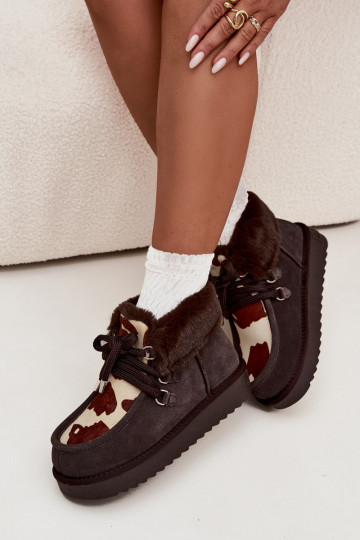 sniega apavi  Z Naturalnego Zamszu Łaty D.Franklin DFSH375008 Czekoladowe