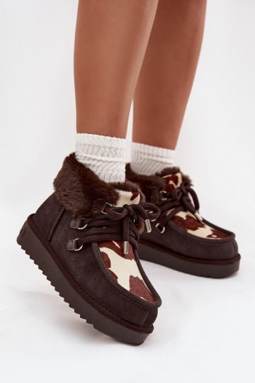 sniega apavi  Z Naturalnego Zamszu Łaty D.Franklin DFSH375008 Czekoladowe 2