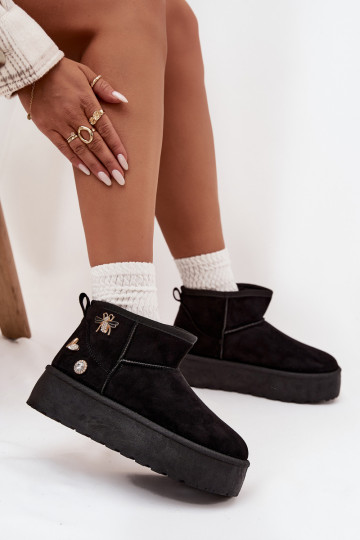 sniega apavi  ar platformu Z Przypinkami Melns Maelle