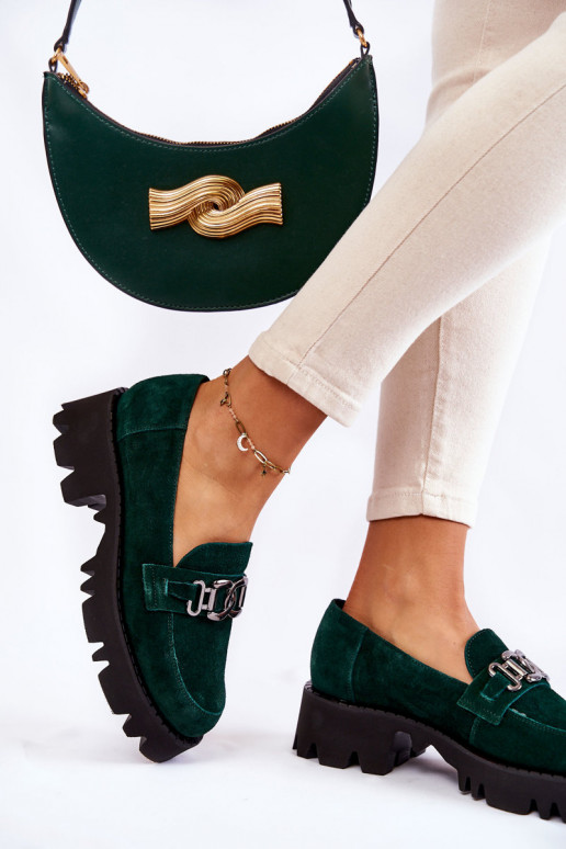 zamšādas apavi ar ornamentiem Laura Messi 2489 Zaļas krāsas zamšādas apavi ar ornamentiem Laura Messi 2489 Zaļas krāsas