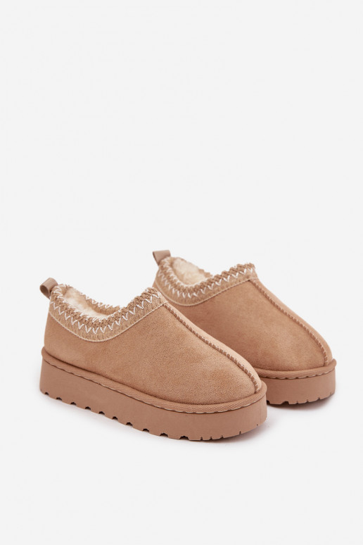 Bērnu sniega zābaki ar izšuvumu Prina, smilšu krāsā