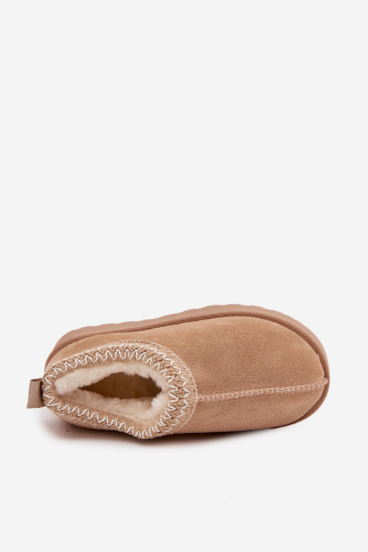 Bērnu sniega zābaki ar izšuvumu Prina, smilšu krāsā