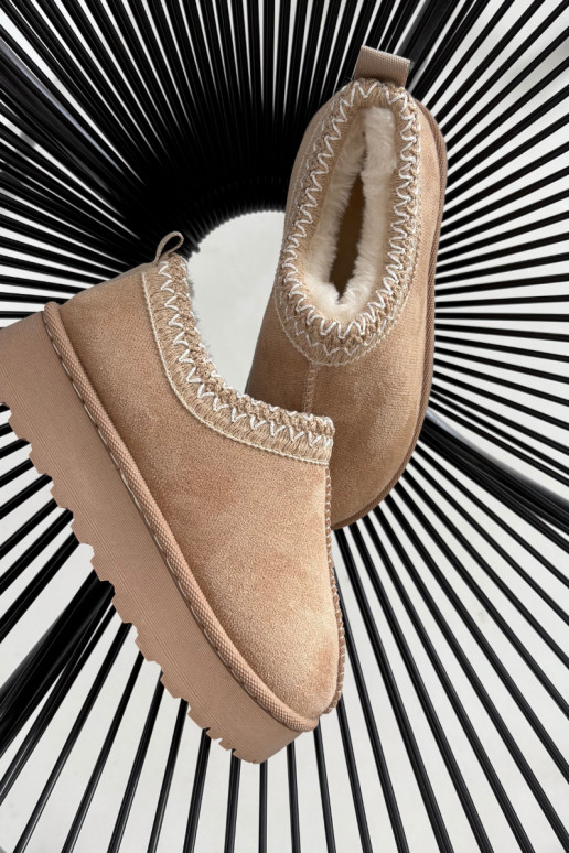 Bērnu sniega zābaki ar izšuvumu Prina, smilšu krāsā