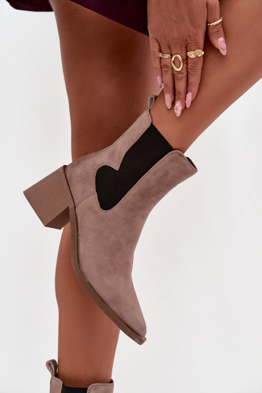 Ādas zamšādas zābaki ar siltinājumu iekšpusē Artiker 57C0045 smilšu krāsā