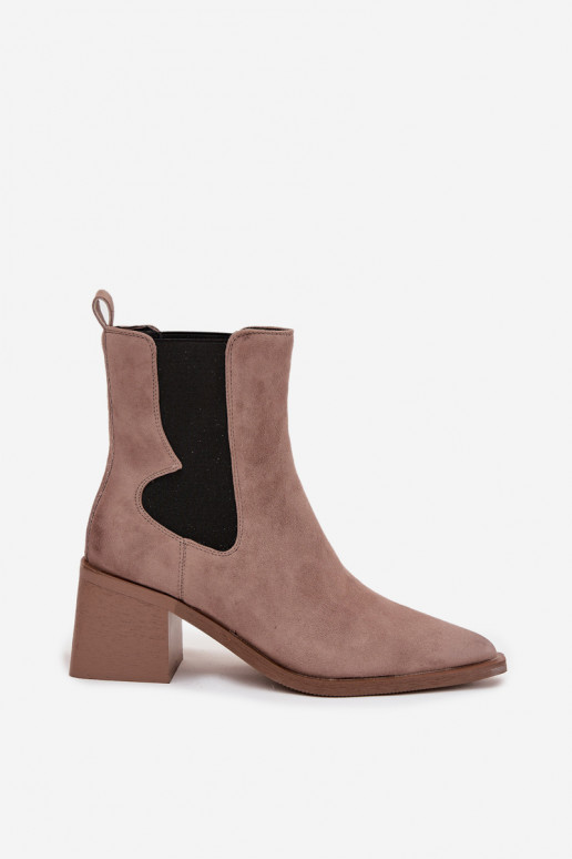 Ādas zamšādas zābaki ar siltinājumu iekšpusē Artiker 57C0045 smilšu krāsā