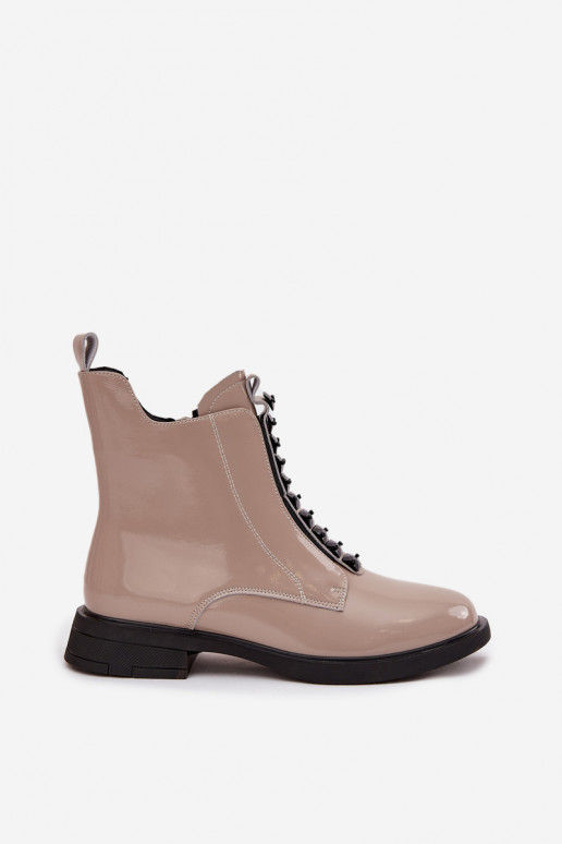 Sieviešu zābaki no dabīgās ādas ar lakota efekta D&A MR52-108 smilšu krāsā