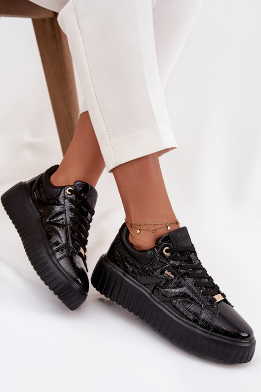 Laque  modeļa apavi  ar platformu Lee Cooper LCJ-25-09-3870 Melns