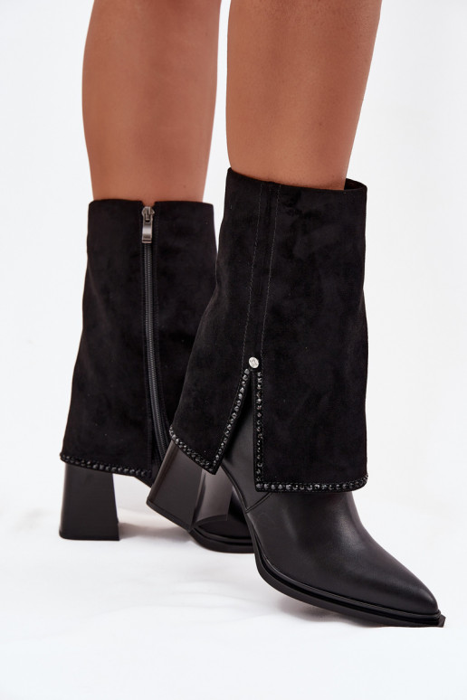   Sieviešu puszābaki Z Wywiniętą Cholewką siltināti  K7206-01 Melns