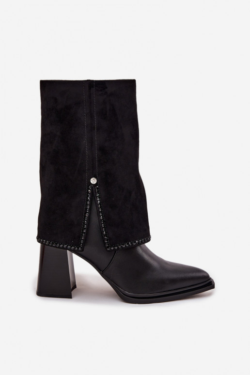   Sieviešu puszābaki Z Wywiniętą Cholewką siltināti  K7206-01 Melns