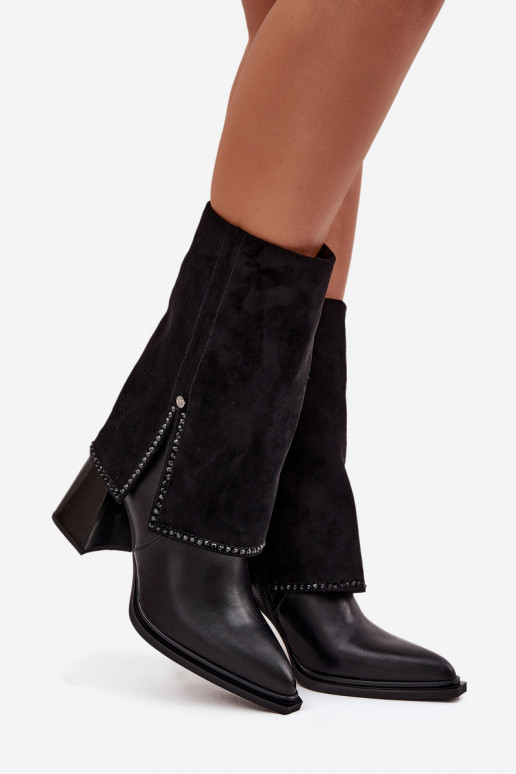   Sieviešu puszābaki Z Wywiniętą Cholewką siltināti  K7206-01 Melns