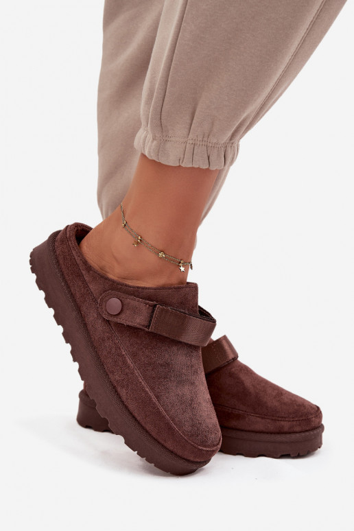  Čības siltināti ar kažokādu ar platformu Czekoladowe Azida