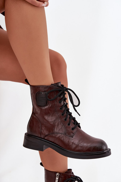 sieviešu zābaki zābaki   Detalem  K7180-01 brūnas krāsas