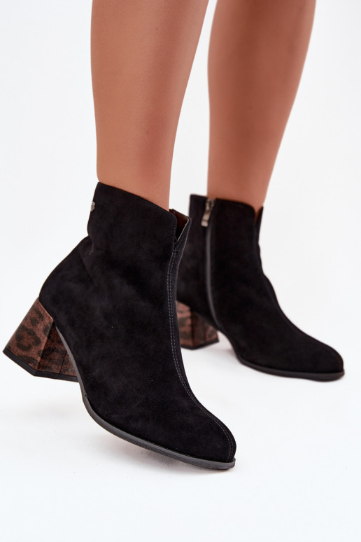 zamšādas Sieviešu puszābaki  K7202-01 Melns   zamšādas Sieviešu puszābaki  K7202-01 Melns