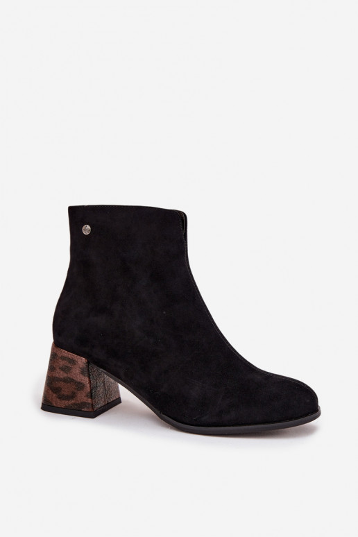 zamšādas Sieviešu puszābaki  K7202-01 Melns   zamšādas Sieviešu puszābaki  K7202-01 Melns