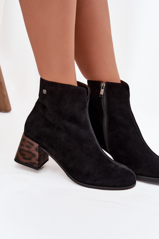 zamšādas Sieviešu puszābaki  K7202-01 Melns   zamšādas Sieviešu puszābaki  K7202-01 Melns