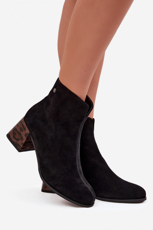 zamšādas Sieviešu puszābaki  K7202-01 Melns   zamšādas Sieviešu puszābaki  K7202-01 Melns