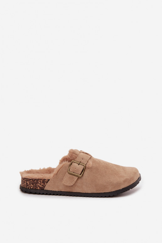 Čības   siltināti ar kažokādu ar sprādzēm smilšu krāsas Sylisse