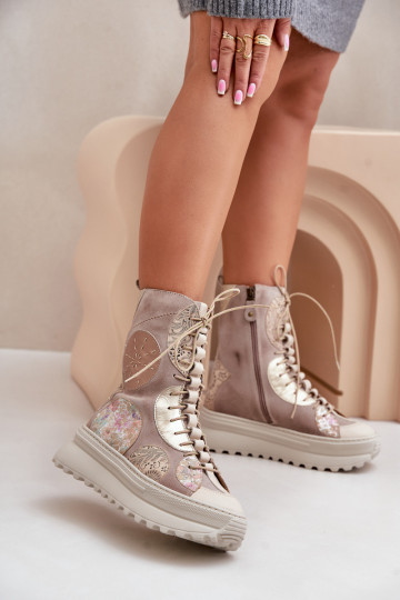 Zamšādas kurpes ar platformu siltināti  06565-04 smilšu krāsas 2