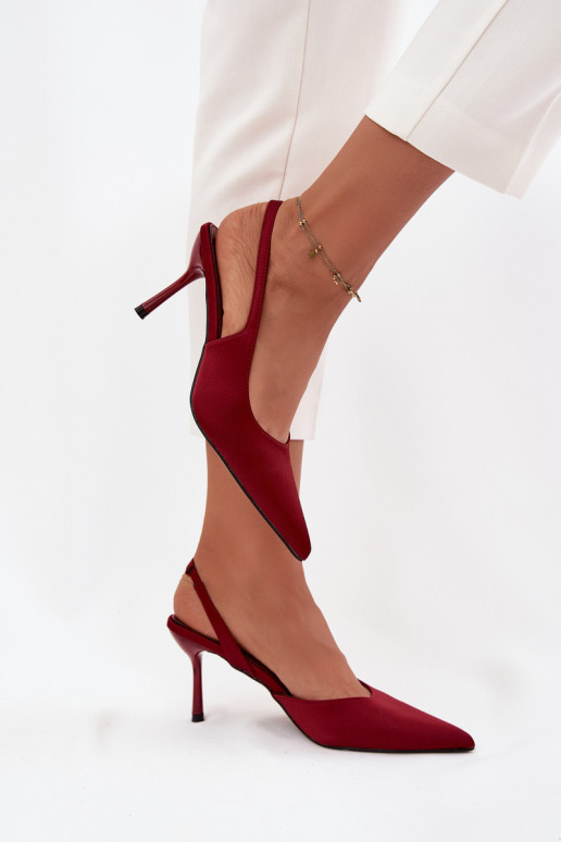 augstpapēžu kurpes Z Odkrytymi Piętami bordo krāsas Lenira